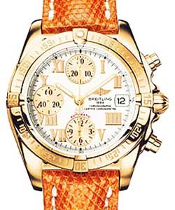 Chrono Cockpit in Rose Gold on Orange Lizard Strap with Beige Roman Dial