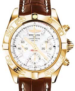 Chronomat B01 Men's Automatic Chronograph in Rose Gold on Brown Crocodile Leather Strap with MOP Dial