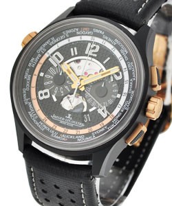 AMVOX5 World Chronograph in Ceramic and Rose Gold on Black Calfskin Leather Strap with Black Dial