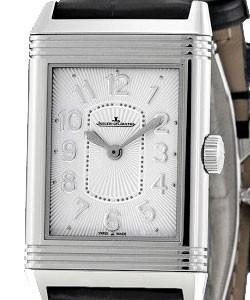 Grande Reverso Lady Ultra Thin Steel on Strap with Silver Guilloche Dial