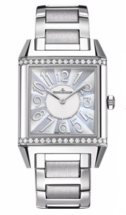 Lady's Reverso Squadra - Steel with Diamond Bezel on Steel Bracelet with Mother of Pearl Dial