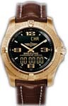 Aerospace Professional Men's Quartz in Yellow Gold on Brown Crocodile Strap with Black Dial