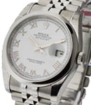 Datejust 36mm in Steel with Domed Bezel on Jubilee Bracelet with White Roman Dial