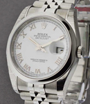 Datejust 36mm in Steel with Domed Bezel on Jubilee Bracelet with White Roman Dial