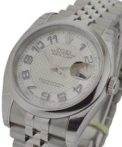Datejust 36mm in Steel with Domed Bezel on Jubilee Bracelet with Silver Dial with Blue Arabics