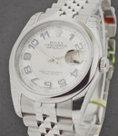 Datejust 36mm in Steel with Domed Bezel on Jubilee Bracelet with Silver Dial with Blue Arabics