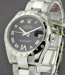 Datejust Mid Size in Steel with 24 Diamond Bezel  on Steel Oyster Bracelet with Dark Blue with Diamond 6