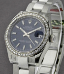 Datejust in Steel with Diamond Bezel on Steel Oyster Bracelet with Blue Stick Dial