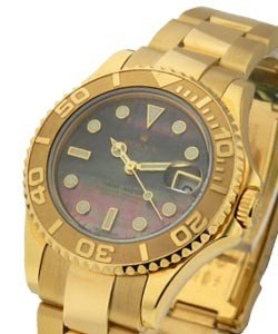 Yacht-master Mid Size 35mm in Yellow Gold on Oyster Bracelet with Black MOP Dial