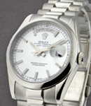 Day Date -  President - Platinum - Smooth Bezel - 36mm on President Bracelet with Silver Stick Dial