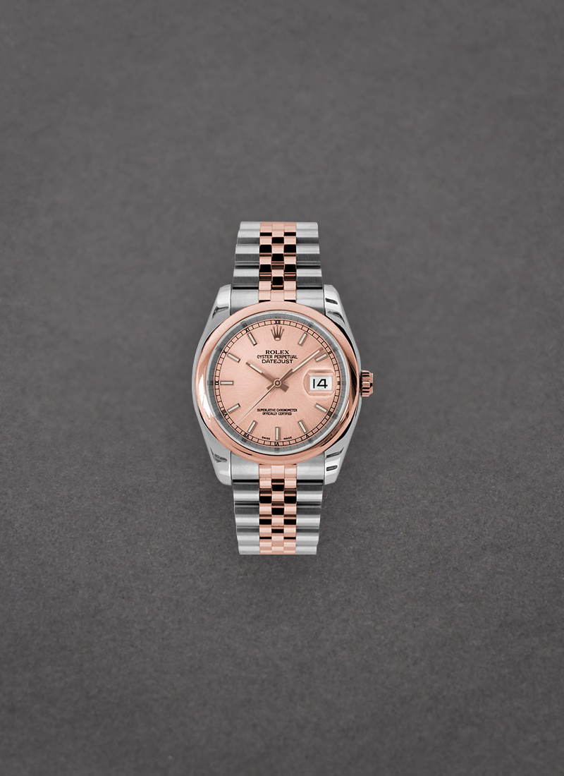 Rolex Unworn 2-Tone Datejust 36mm in Steel with Rose Gold Smooth Bezel