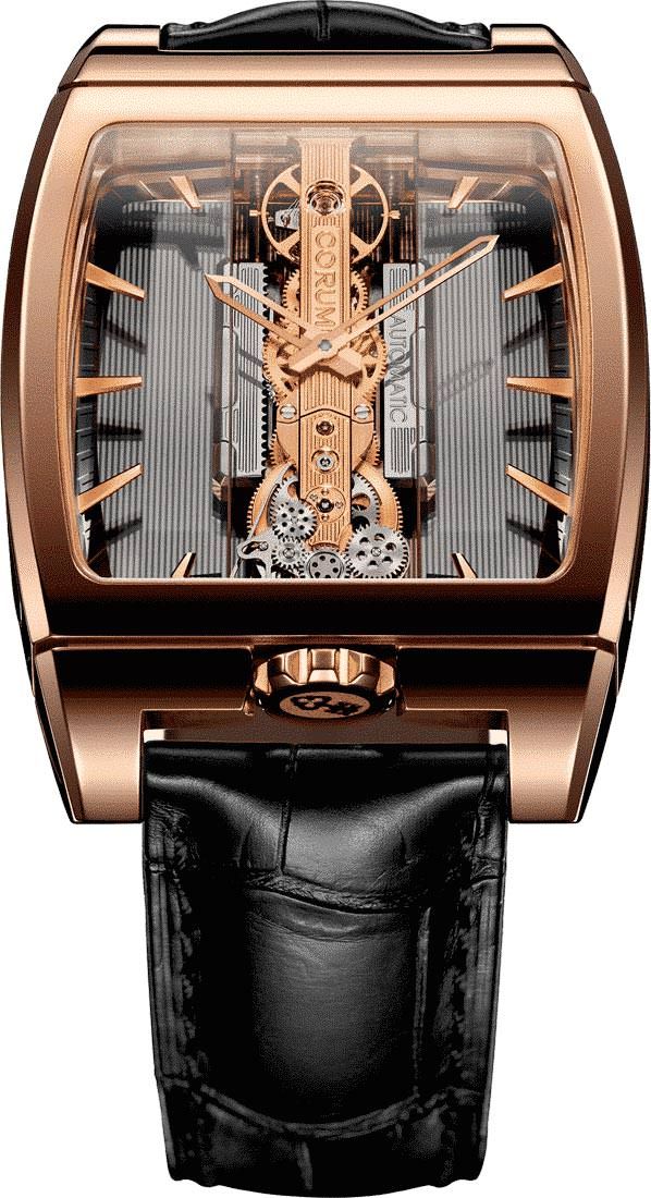 Golden Bridge Automatique in Rose Gold on Black Leather Strap with Black Dial
