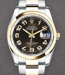 2-Tone Datejust 36mm in Steel with Yellow Gold Smooth Bezel on Oyster Bracelet with Bronze Arabic Dial