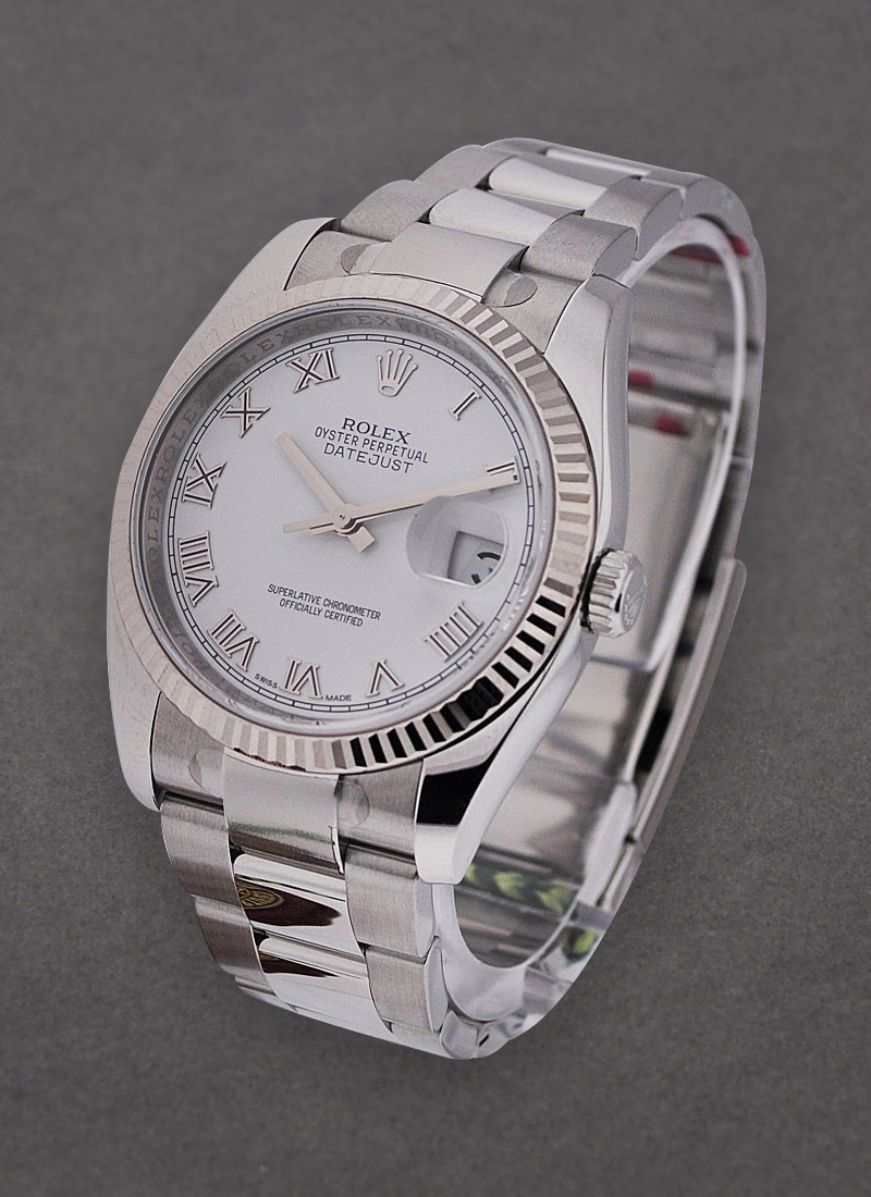 Rolex Unworn Datejust 36mm in Steel and White Gold with Fluted Bezel