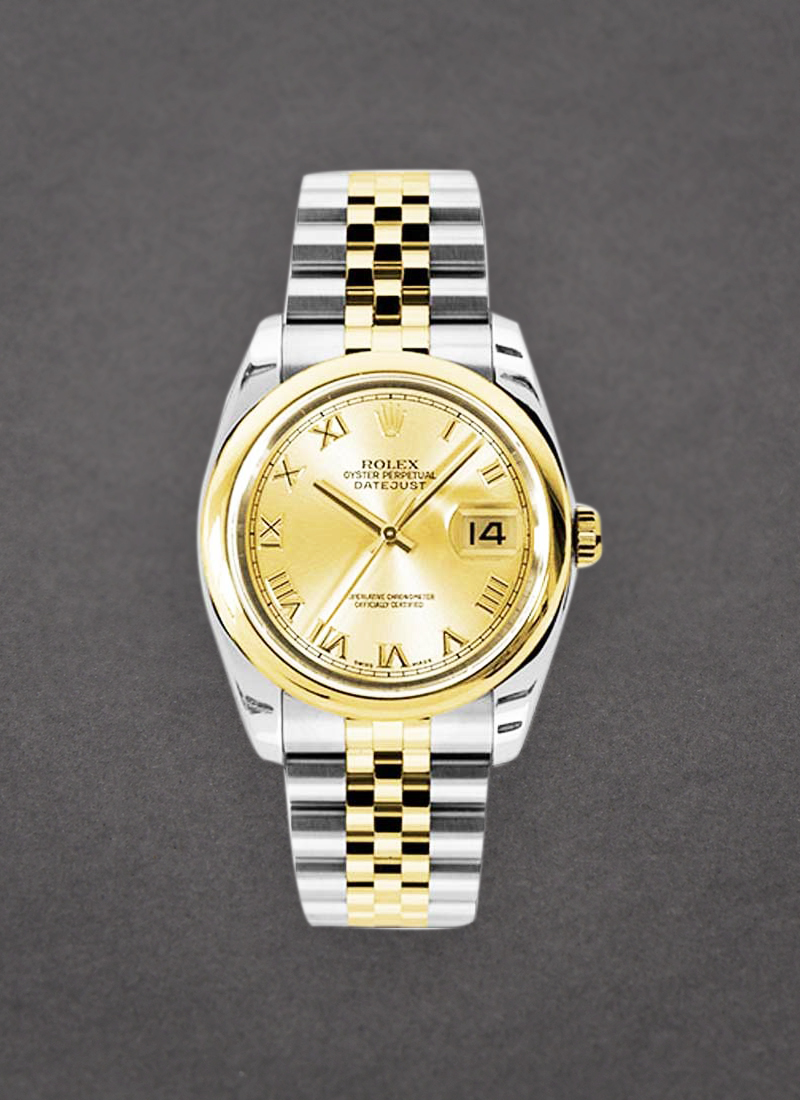 Rolex Unworn Datejust 36mm in Steel with Yellow Gold Domed Bezel