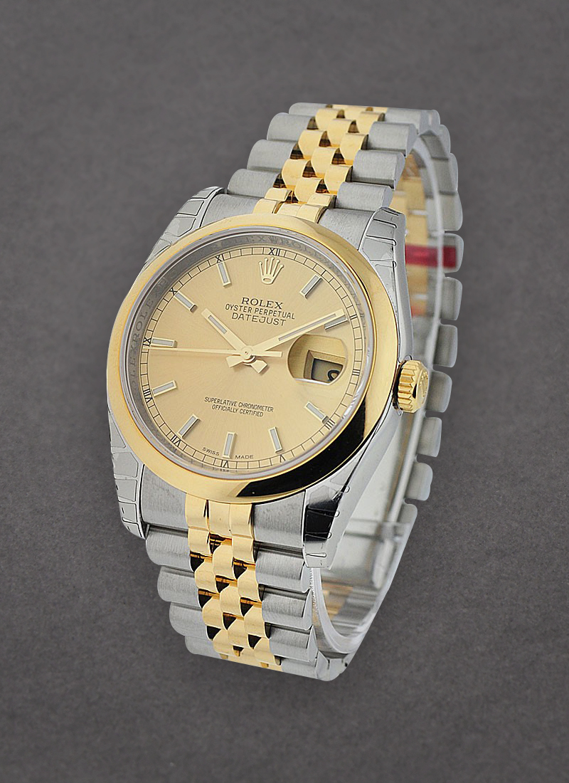 Rolex Unworn Datejust 36mm in Steel with Yellow Gold Domed Bezel