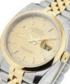 Datejust 36mm in Steel with Yellow Gold Domed Bezel on Steel and Yellow Gold Jubilee Bracelet with Champagne Stick Dial