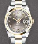 2-Tone Datejust 36mm on Oyster Bracelet with Rhodium Diamond Dial