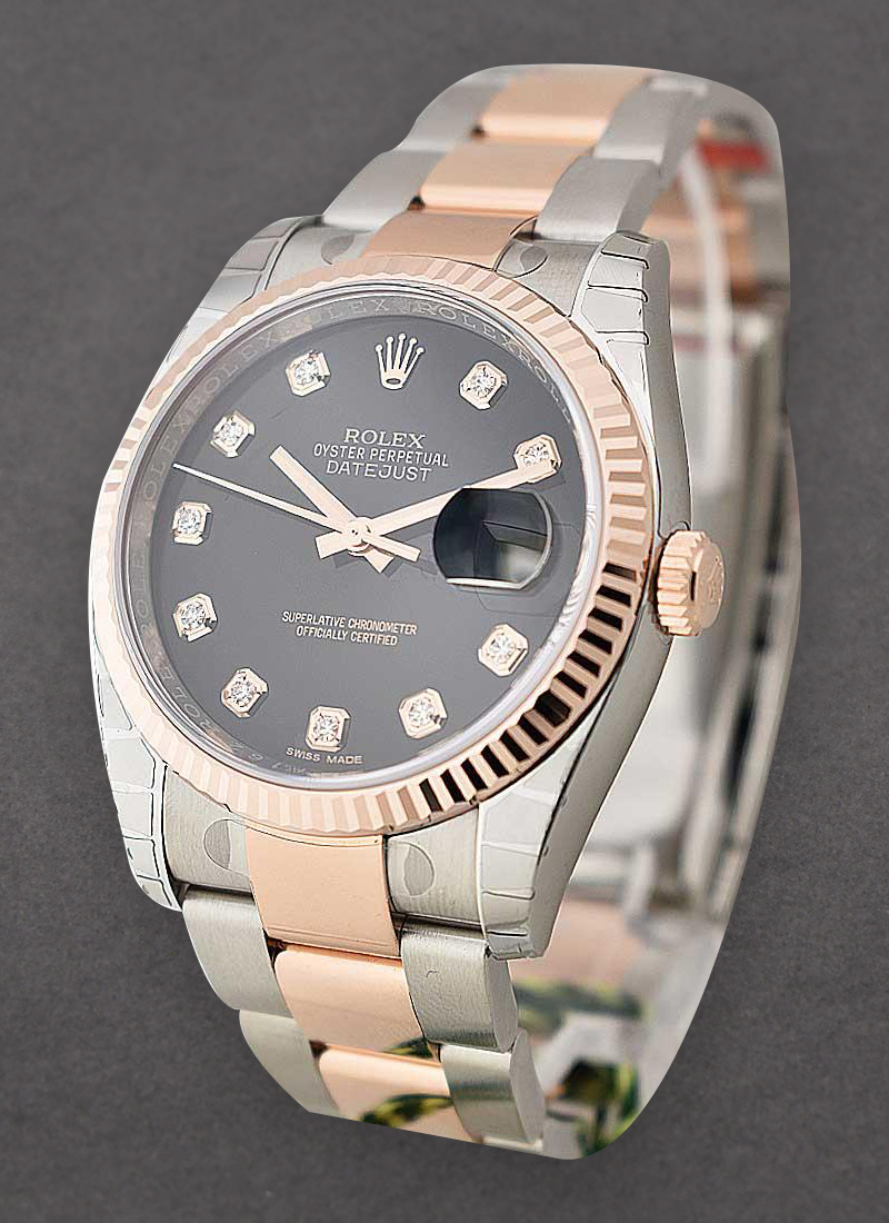 Rolex Unworn Datejust in Steel with Rose Gold Fluted Bezel