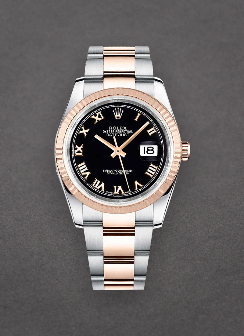 Rolex Unworn Datejust in Steel with Rose Gold Fluted Bezel