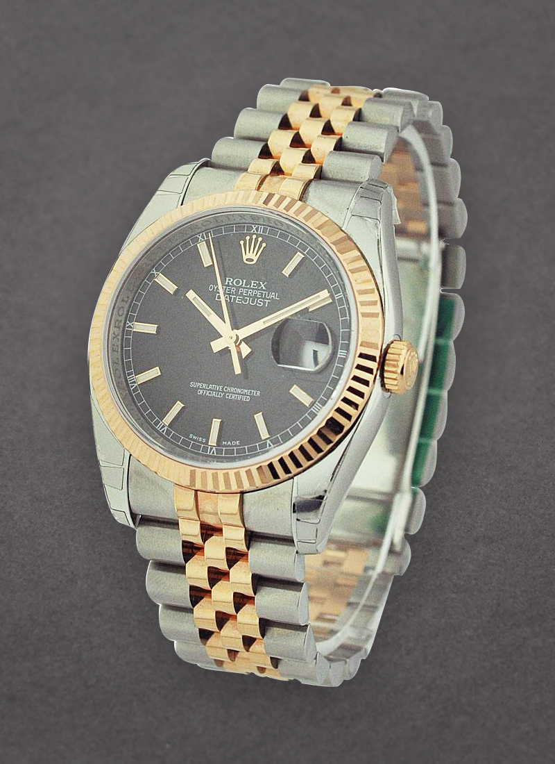 Rolex Unworn Datejust 36mm in Steel with Rose Gold Fluted Bezel