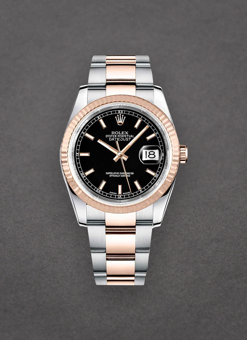 Rolex Unworn Datejust 36mm in Steel with Rose Gold Fluted Bezel