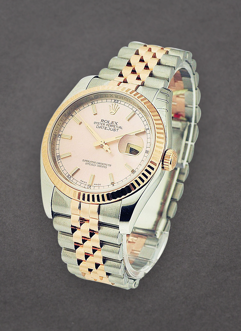 Rolex Unworn Datejust 36mm in Steel with Rose Gold Fluted Bezel