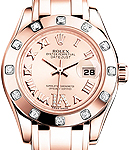 DateJust Lady Masterpeice in Rose Gold with 12 Diamond Bezel on Rose Gold Pearlmaster Bracelet with Champagne Roman Dial