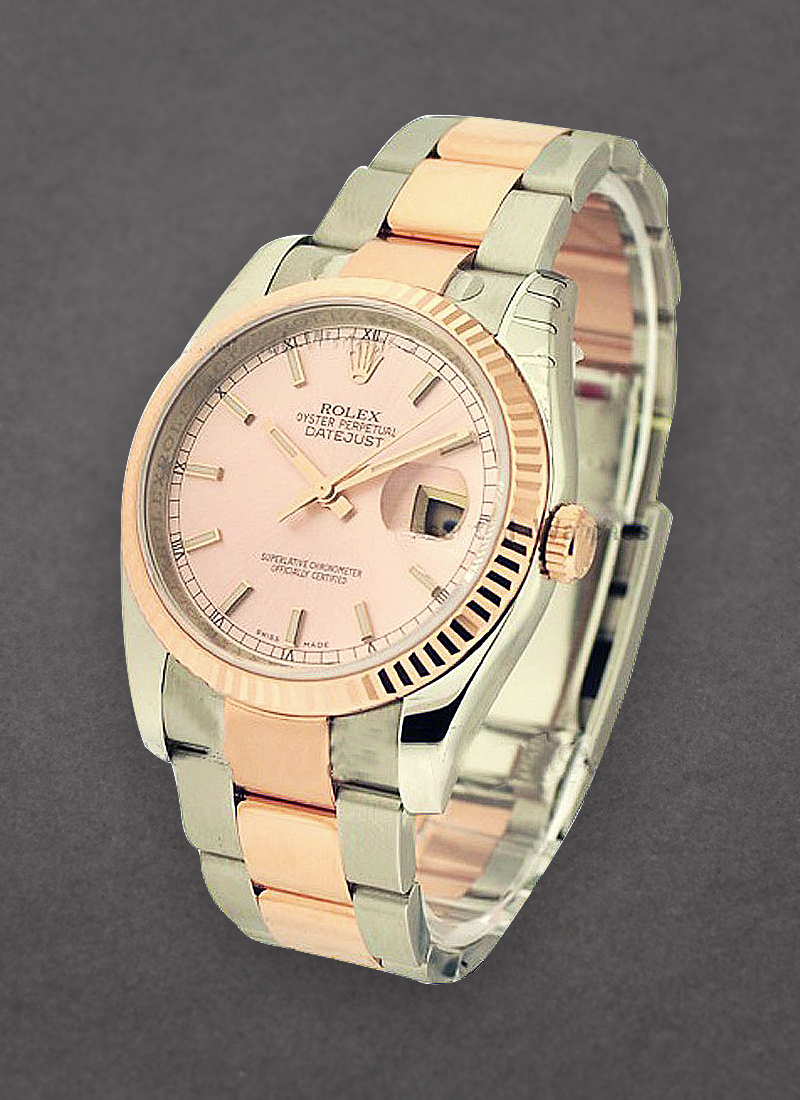 Rolex Unworn Datejust in Steel with Rose Gold Fluted Bezel