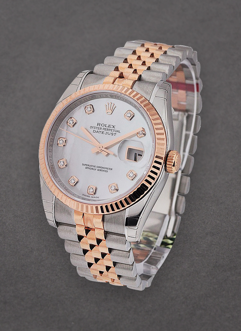 Rolex Unworn Datejust 36mm in Steel with Rose Gold Fluted Bezel