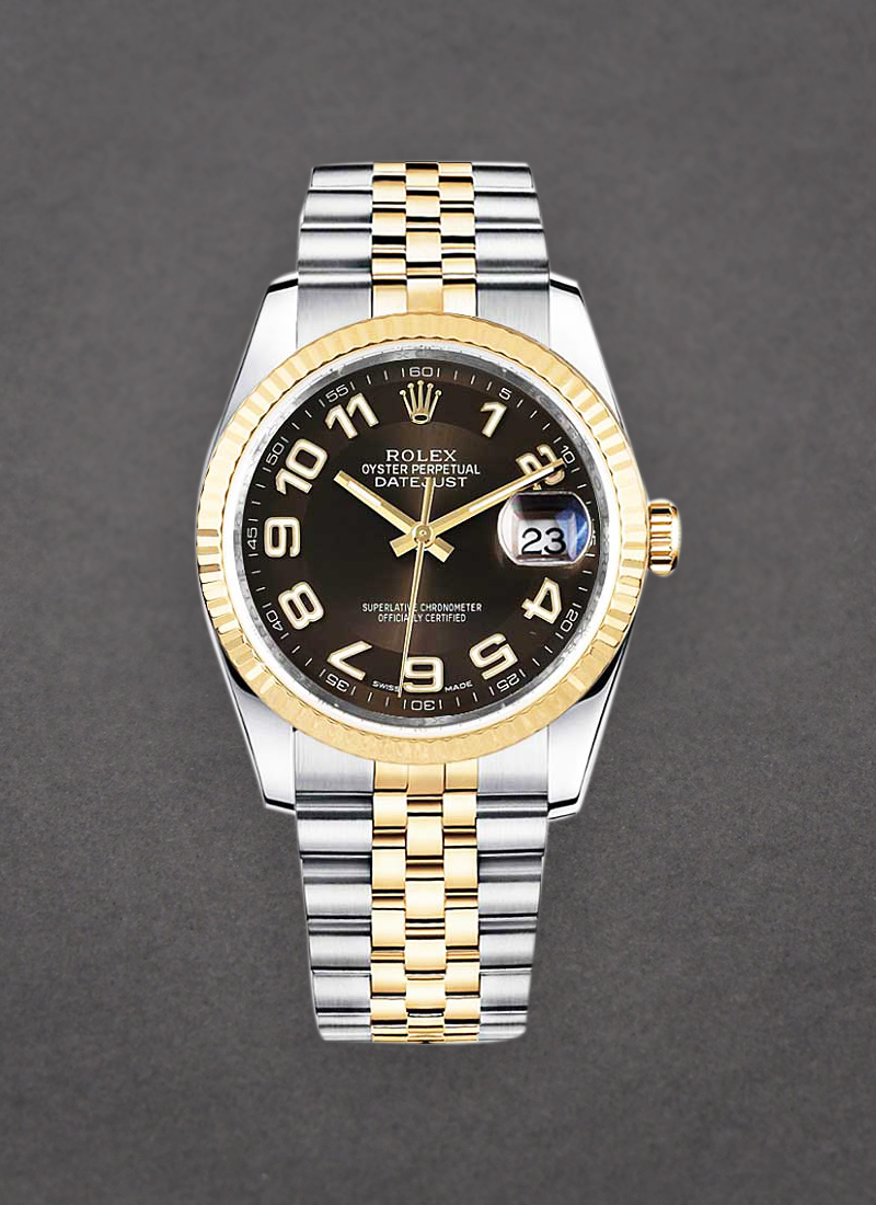 Rolex Unworn Datejust 36mm in Steel with Yellow Gold Fluted Bezel