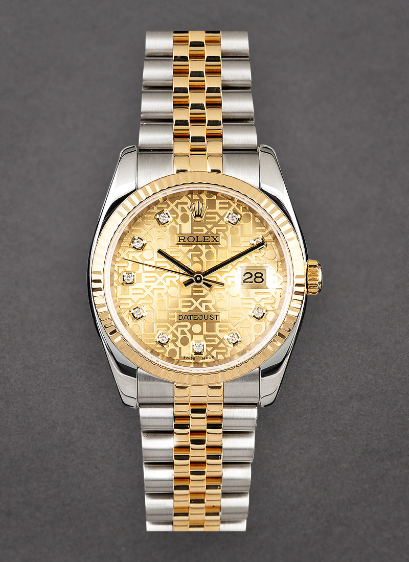 Rolex Unworn 2-Tone Datejust 36mm in Steel with Yellow Gold Fluted Bezel