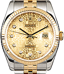 2-Tone Datejust 36mm in Steel with Yellow Gold Fluted Bezel on Jubilee Bracelet with Champagne Jubilee Diamond Dial