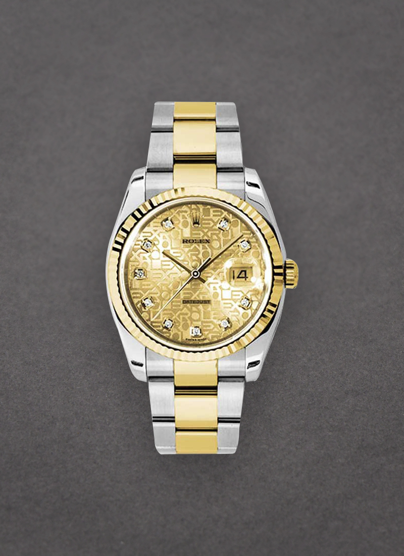 Rolex Unworn Datejust 36mm in Steel with Yellow Gold Fluted Bezel