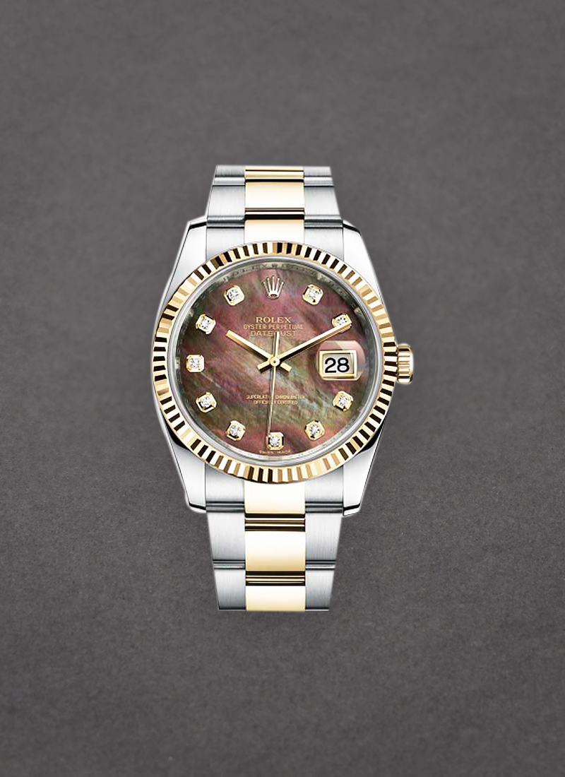 Rolex Unworn Datejust 36mm in Steel with Yellow Gold Fluted Bezel