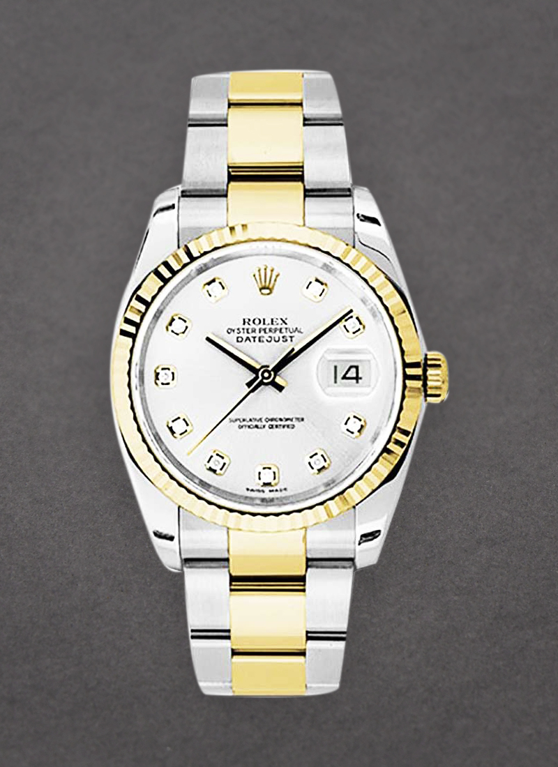 Rolex Unworn Datejust 36mm in Steel with Yellow Gold Fluted Bezel