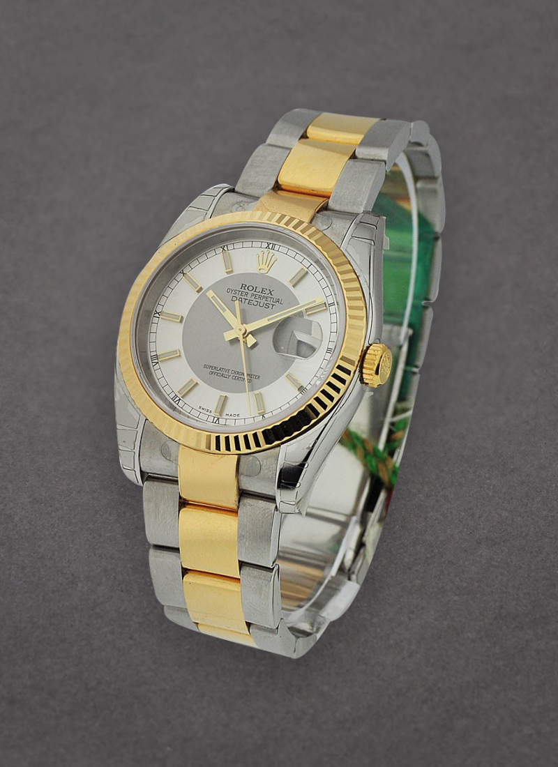 Rolex Unworn Datejust 36mm in Steel with Yellow Gold Fluted Bezel