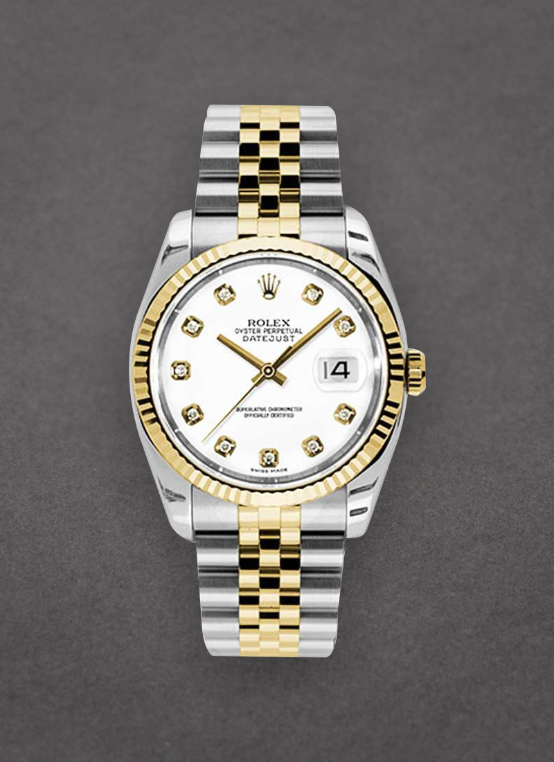 Rolex Unworn Datejust 36mm in Steel with Yellow Gold Fluted Bezel