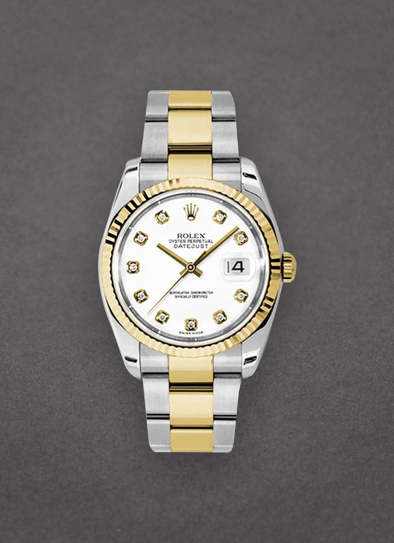 Rolex Unworn Datejust 36mm in Steel with Yellow Gold Fluted Bezel