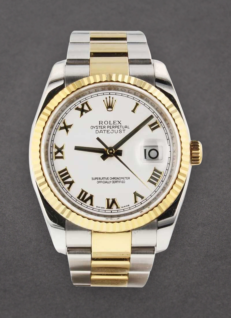 Rolex Unworn Datejust 36mm in Steel with Yellow Gold Fluted Bezel