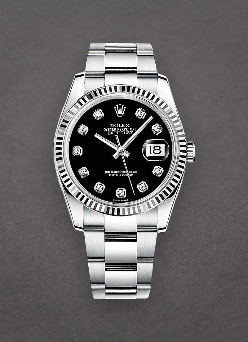 Rolex Unworn Datejust 36mm in Steel with White Gold Fluted Bezel