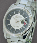 Datejust 36mm in Steel with Fluted Bezel on Steel Oyster Bracelet with Black and Silver Dial