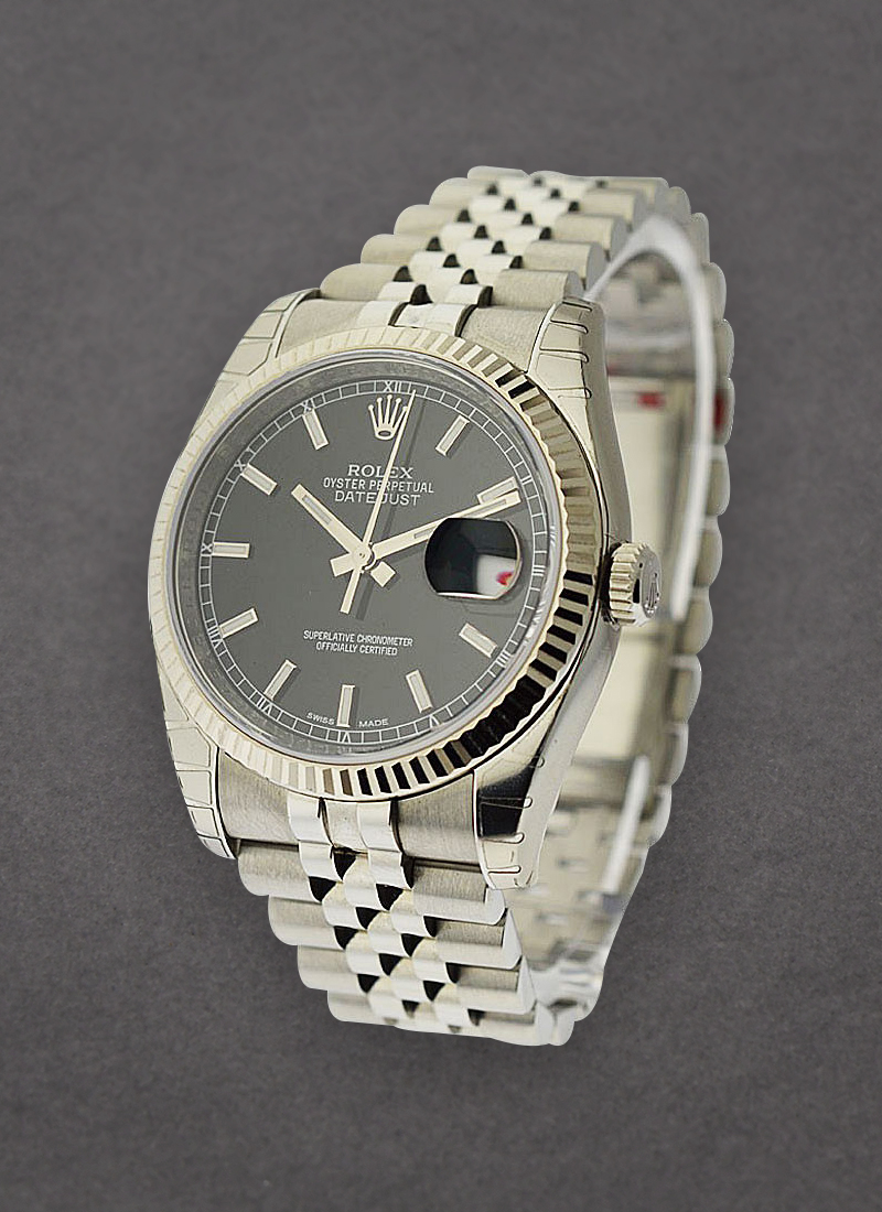 Rolex Unworn Datejust 36mm in Steel with White Gold Fluted Bezel