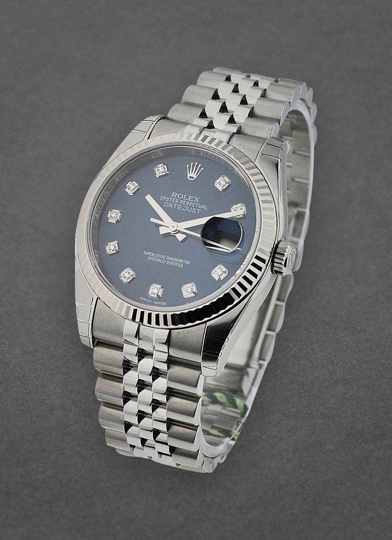 Rolex Unworn Datejust 36mm in Steel with White Gold Fluted Bezel