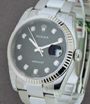 Datejust 36mm in Steel with Fluted Bezel on Steel Oyster Bracelet with Black Jubilee Diamond Dial