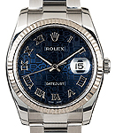 Datejust 36mm in Steel with Fluted Bezel on Steel Oyster Bracelet with Blue Jubilee Roman Dial