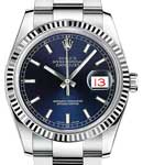 Datejust 36mm in Steel with Fluted Bezel on Steel Oyster Bracelet with Blue Stick Dial