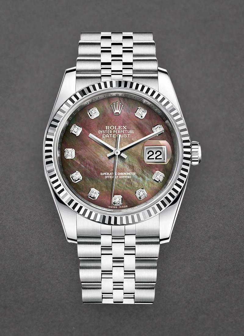 Rolex Unworn Datejust 36mm in Steel with White Gold Fluted Bezel