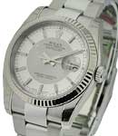 Datejust 36mm in Steel with White Gold Fluted Bezel on Steel Oyster Bracelet with Silver Stick Dial