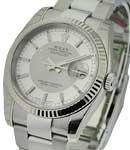 Datejust 36mm in Steel with White Gold Fluted Bezel on Steel Oyster Bracelet with Silver Stick Dial